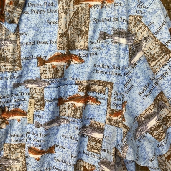 Columbia | River Lodge Fishing Print Shirt M - Picture 2 of 8